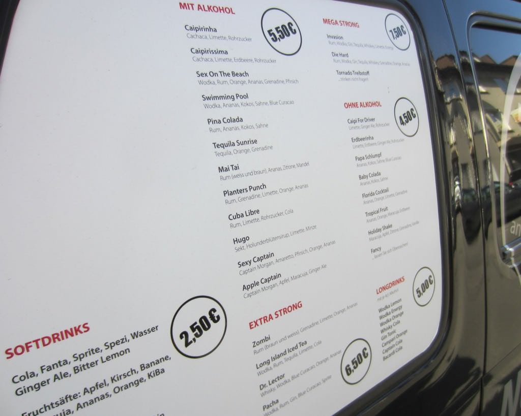 Cocktail Taxi Preisliste